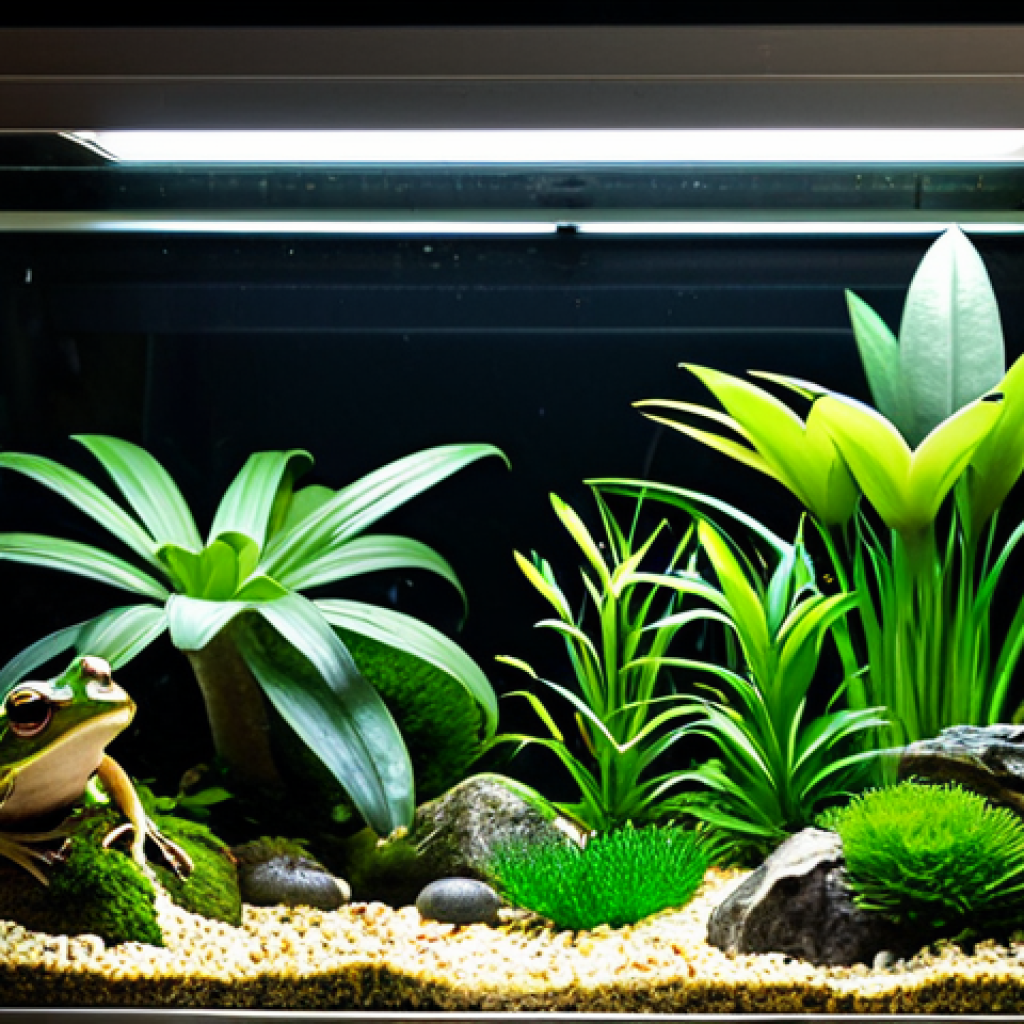 양서류 사육 초보자 가이드 - Amphibian Habitat Design**

"A well-decorated terrarium for a green tree frog, lush with plants and ...