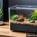 Home 21 파충류를 위한 자동 먹이 분배기 - A modern automatic reptile feeder designed for indoor terrariums, featuring a sleek stainless steel ...