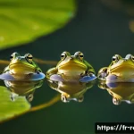 Home 20 개구리의 발달 단계 - A close-up, highly detailed image of a cluster of frog eggs submerged in clear freshwater, each egg ...